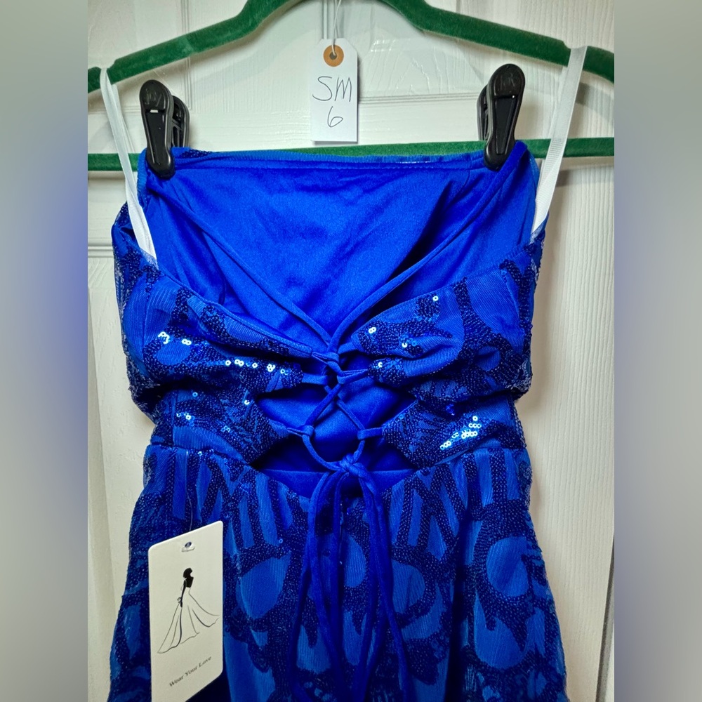 NEW without tags. Dazzling Blue Sequin Mini Prom/Party Dress - Picture 2 of 4